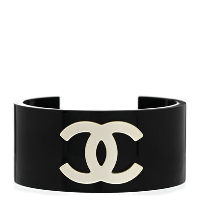 Chanel Resin CC Cuff Gold Black 1 of 5
