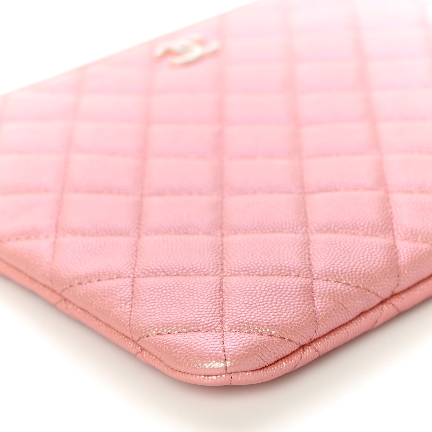 Chanel Iridescent Caviar Quilted Medium Cosmetic Case Rose Pink 9 of 10