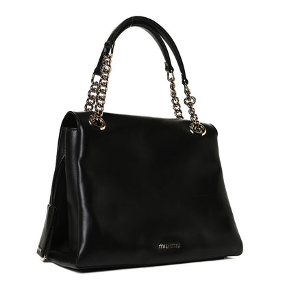 Miu Miu Soft Calfskin Top Handle Satchel Black 3 of 15