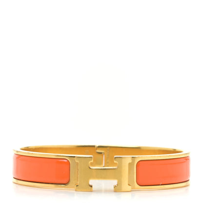 Hermes Enamel Narrow Clic Clac H Bracelet GM Orange 1 of 8