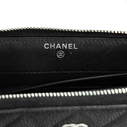 Chanel Iridescent Caviar Quilted Large Zip Around Wallet Black 6 of 8