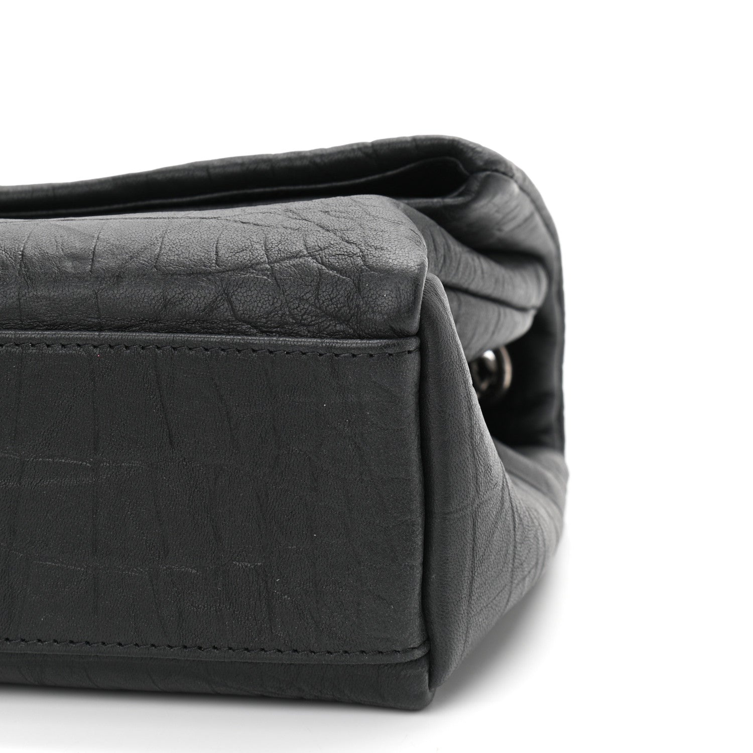 Saint Laurent Calfskin Crocodile Embossed Medium West Hollywood Monogram Fold-Over Grey 10 of 10