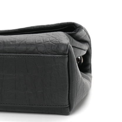 Saint Laurent Calfskin Crocodile Embossed Medium West Hollywood Monogram Fold-Over Grey 10 of 10