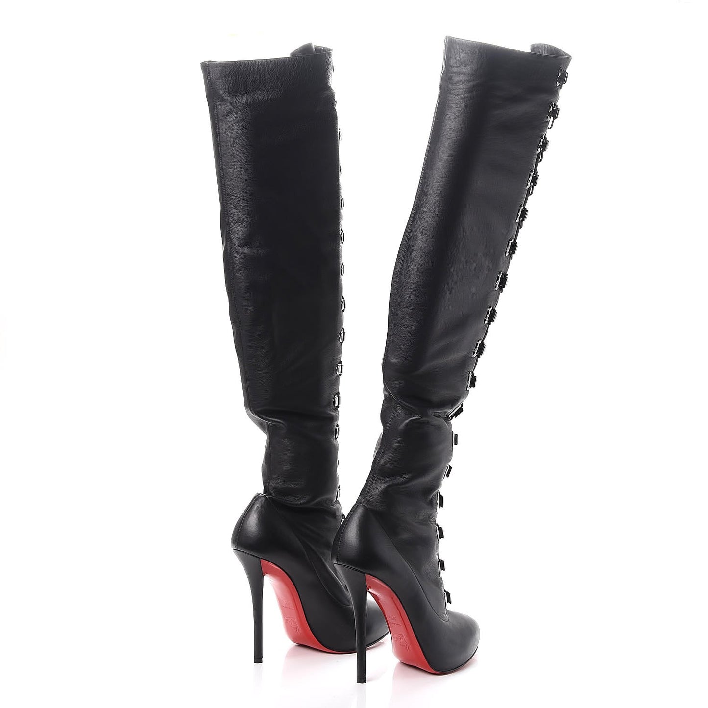 Calfskin Top Croche 120 Over The Knee Corset Boots 39.5 Black