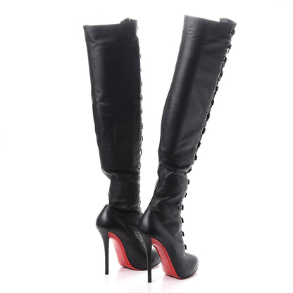 Christian Louboutin Calfskin Top Croche 120 Over The Knee Corset Boots 39.5 Black 4 of 8