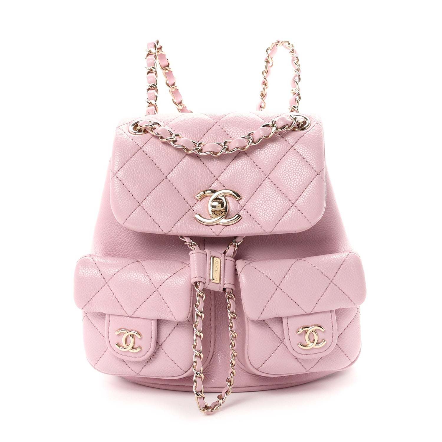 Chanel Shiny Caviar Quilted Small Duma Pockets Drawstring Backpack Pink 1 of 11
