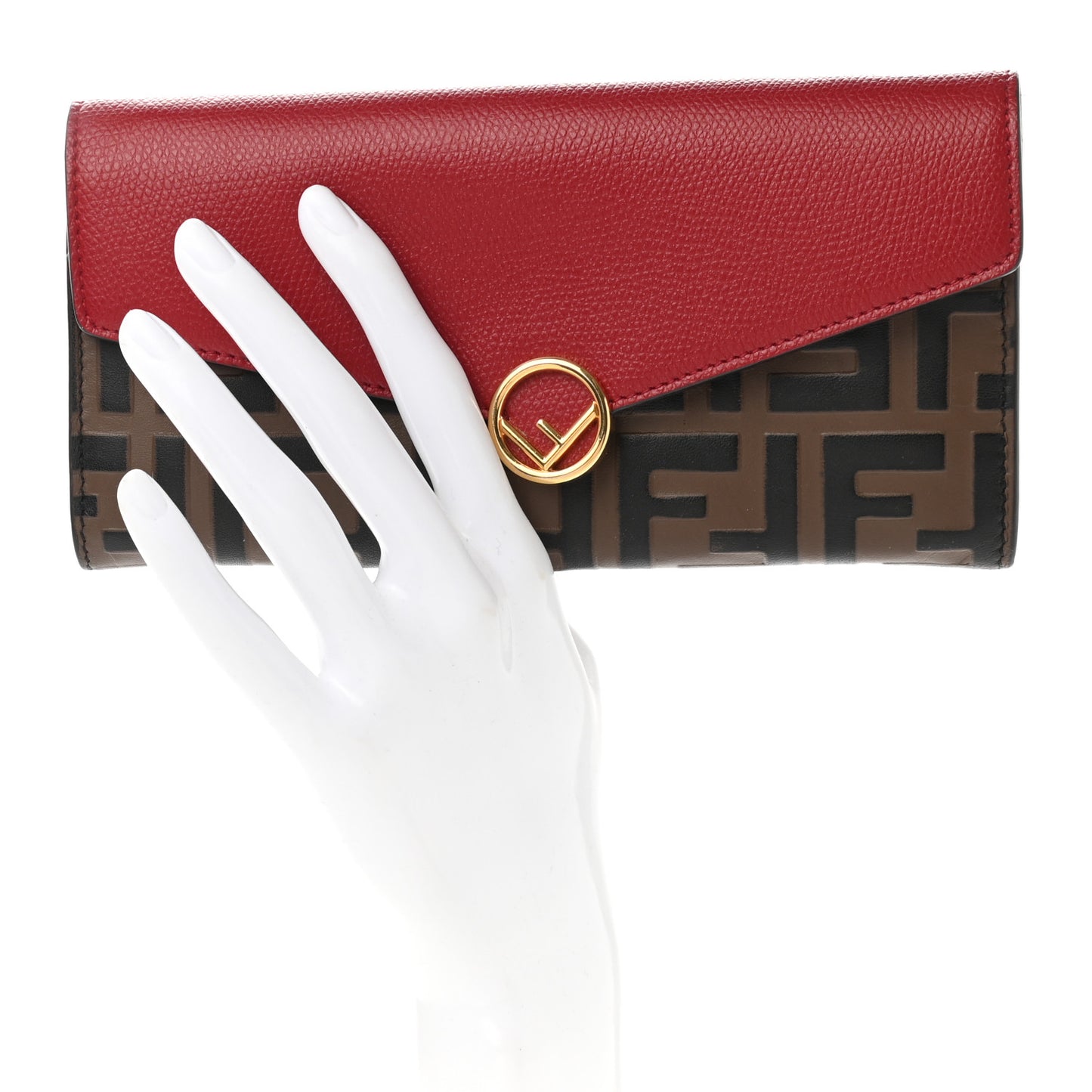Vitello Cruise F is Fendi Bi-Color FF 1974 Embossed Continental Envelope Wallet On Chain Maya Black Fragola