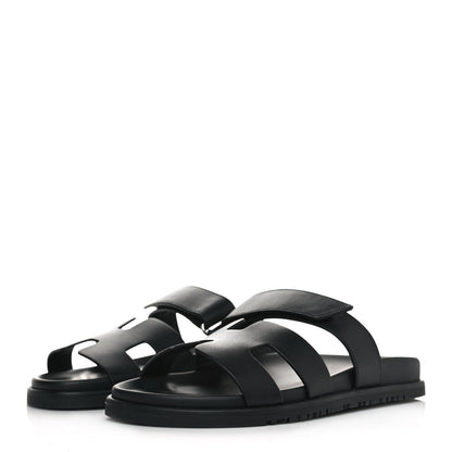 Hermes Calfskin Womens Chypre Sandals 39 Black 3 of 10