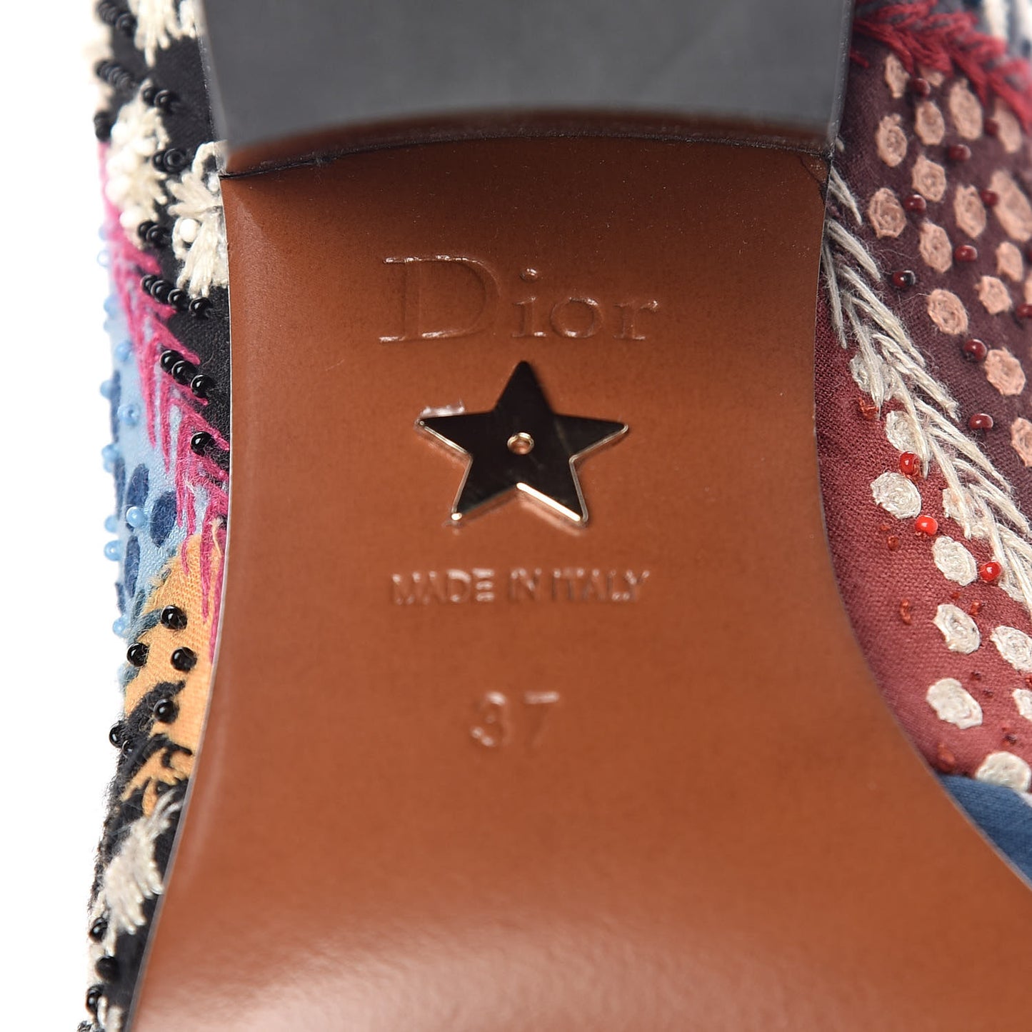 Embroidered Diorage Patchwork Knee High Boots 37 Multicolor