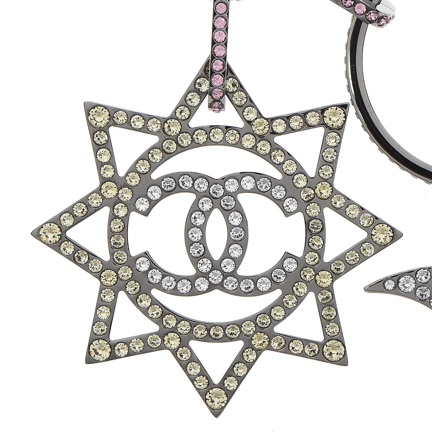 Ruthenium Crystal CC Star Moon Star Necklace