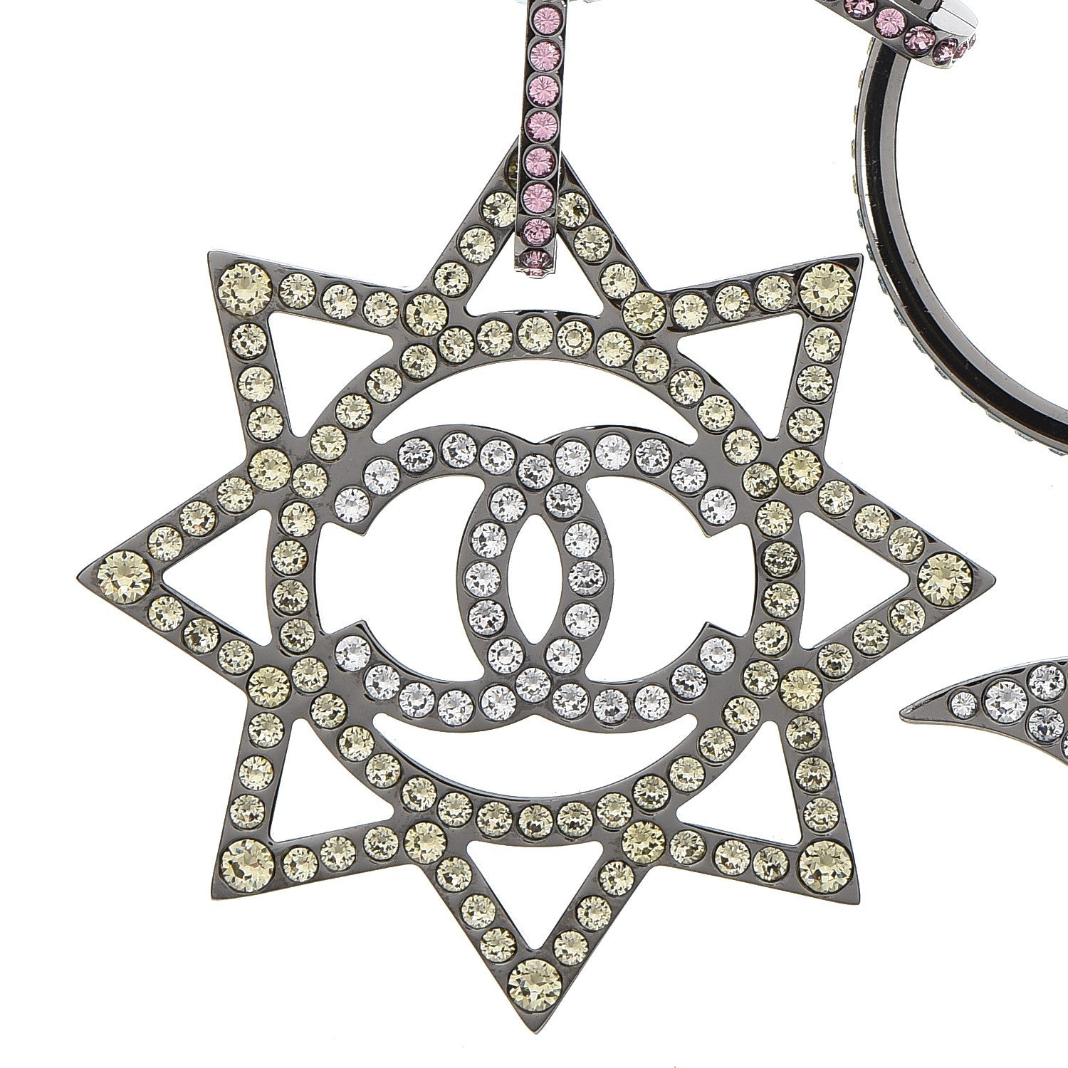 Chanel Ruthenium Crystal CC Star Moon Star Necklace 6 of 7