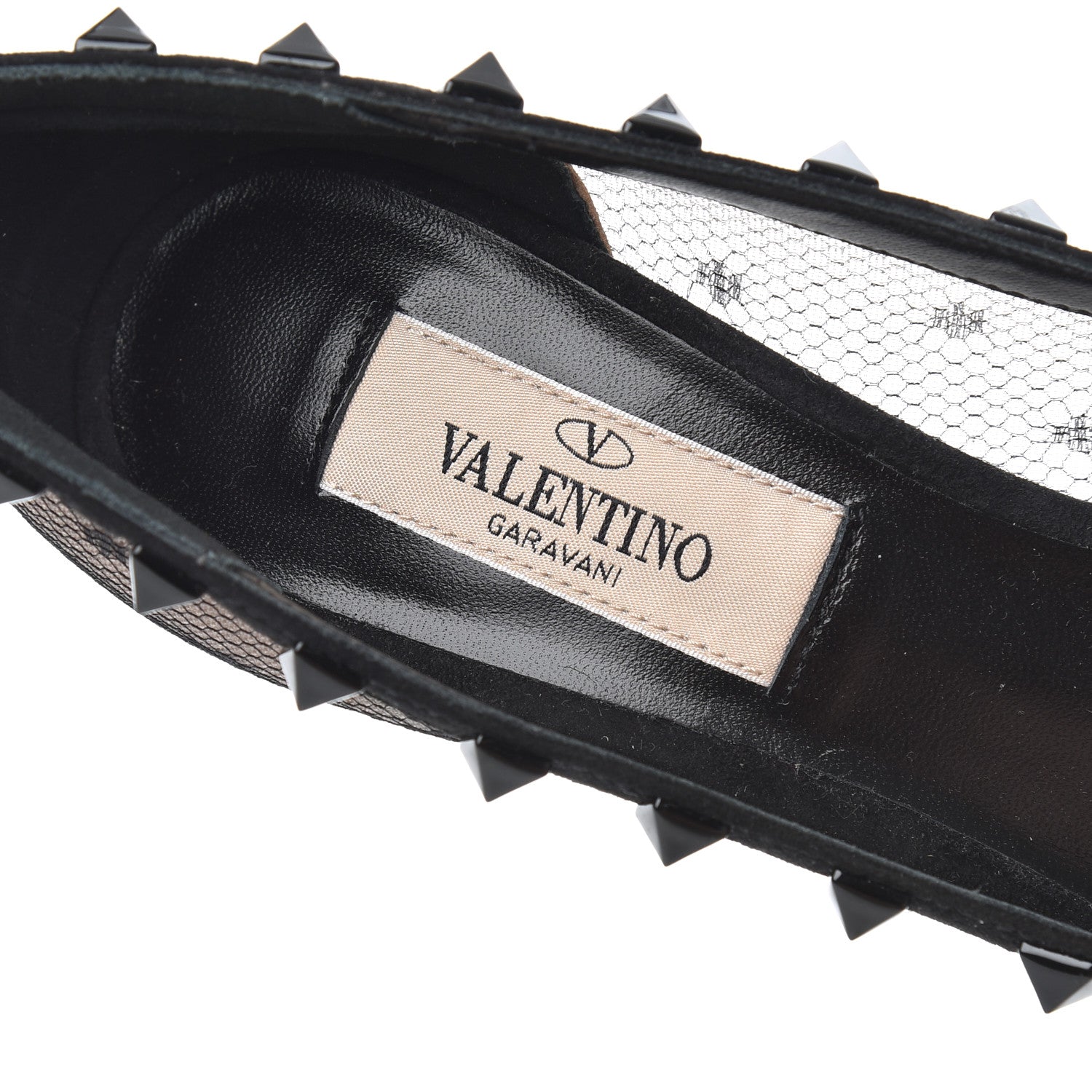Valentino Garavani Mesh Point d'Esprit Calfskin Rockstud 85mm Pumps 35 Black 8 of 11