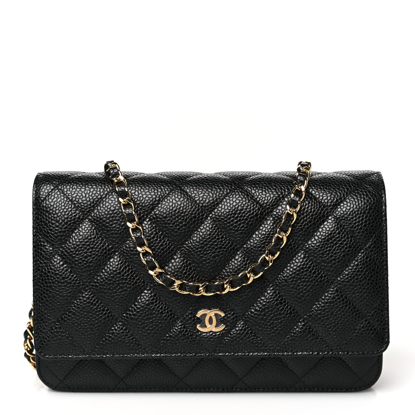 Caviar Quilted Wallet on Chain WOC Black