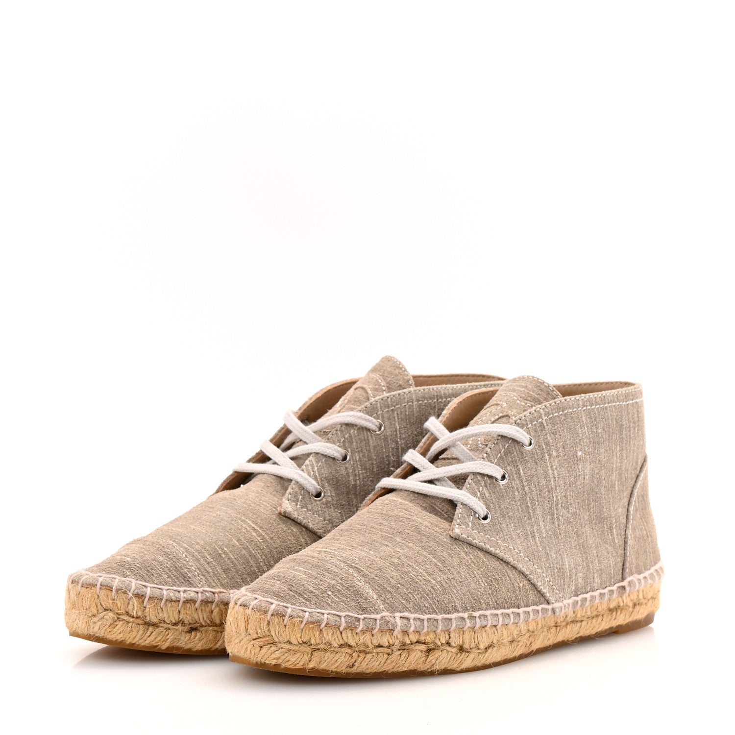 Chanel Striated Suede Espadrilles High Top Espadrilles 37 Light Grey 4 of 10