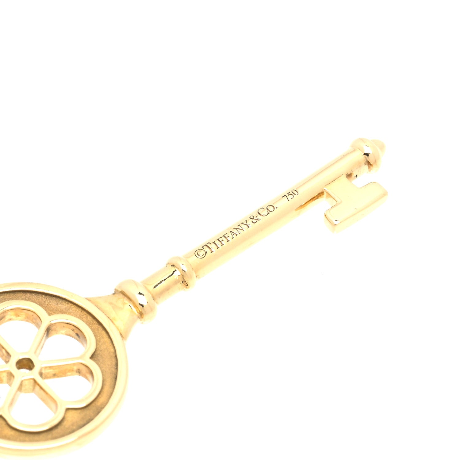 Tiffany 18K Yellow Gold Diamond Blossom Key Pendant 5 of 6