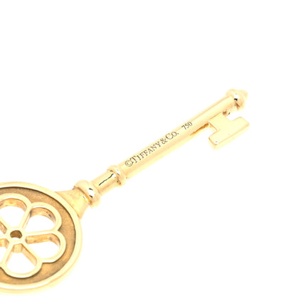 Tiffany 18K Yellow Gold Diamond Blossom Key Pendant 5 of 6