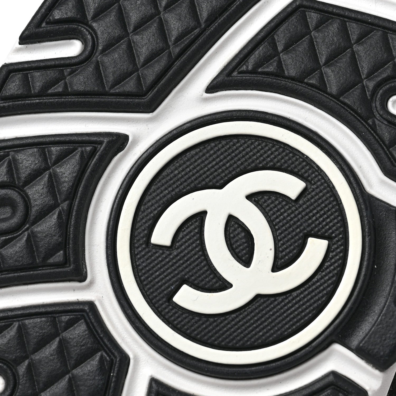 Chanel Suede Calfskin Printed CC Sneakers 38.5 Black White 6 of 9