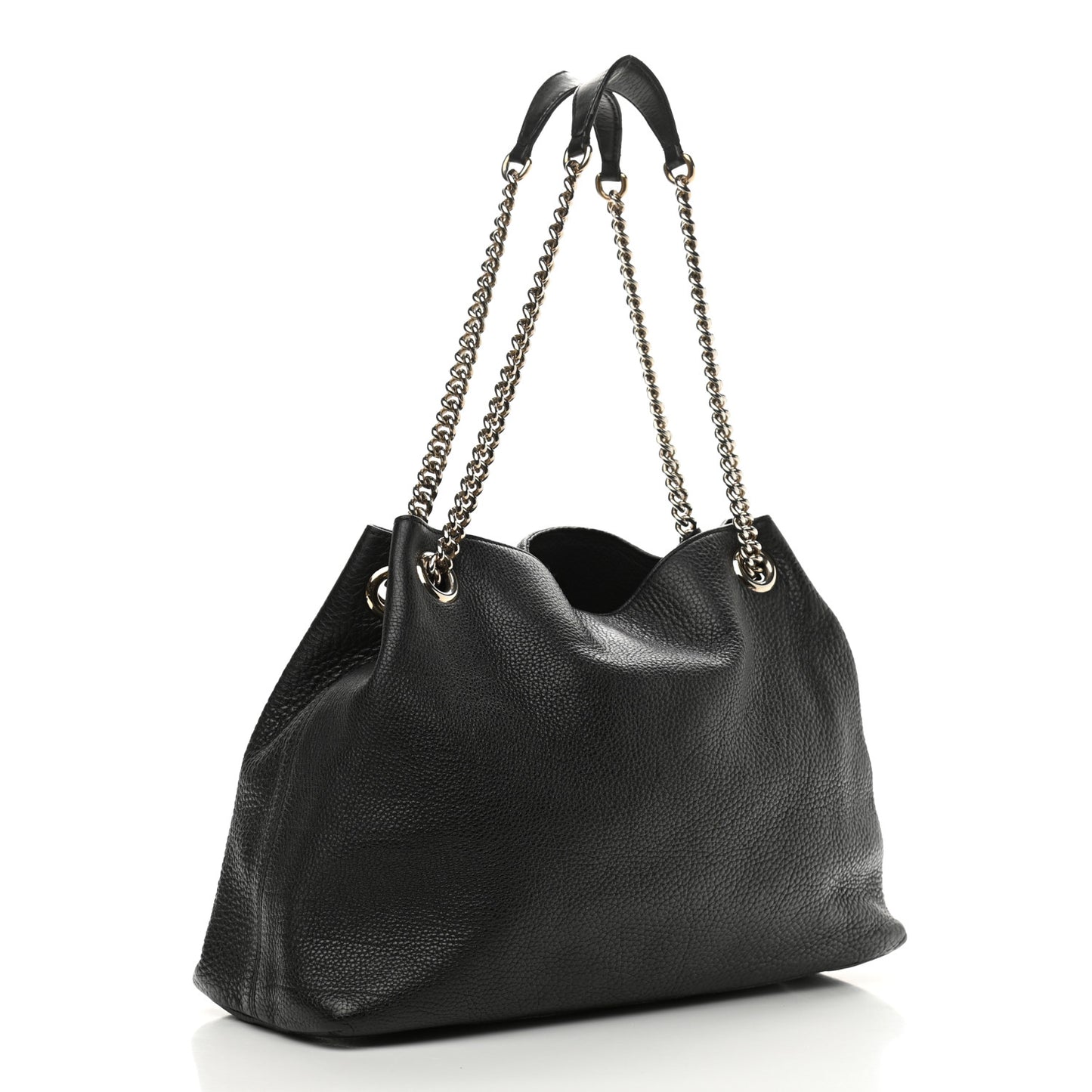 Pebbled Calfskin Medium Soho Chain Shoulder Bag Black