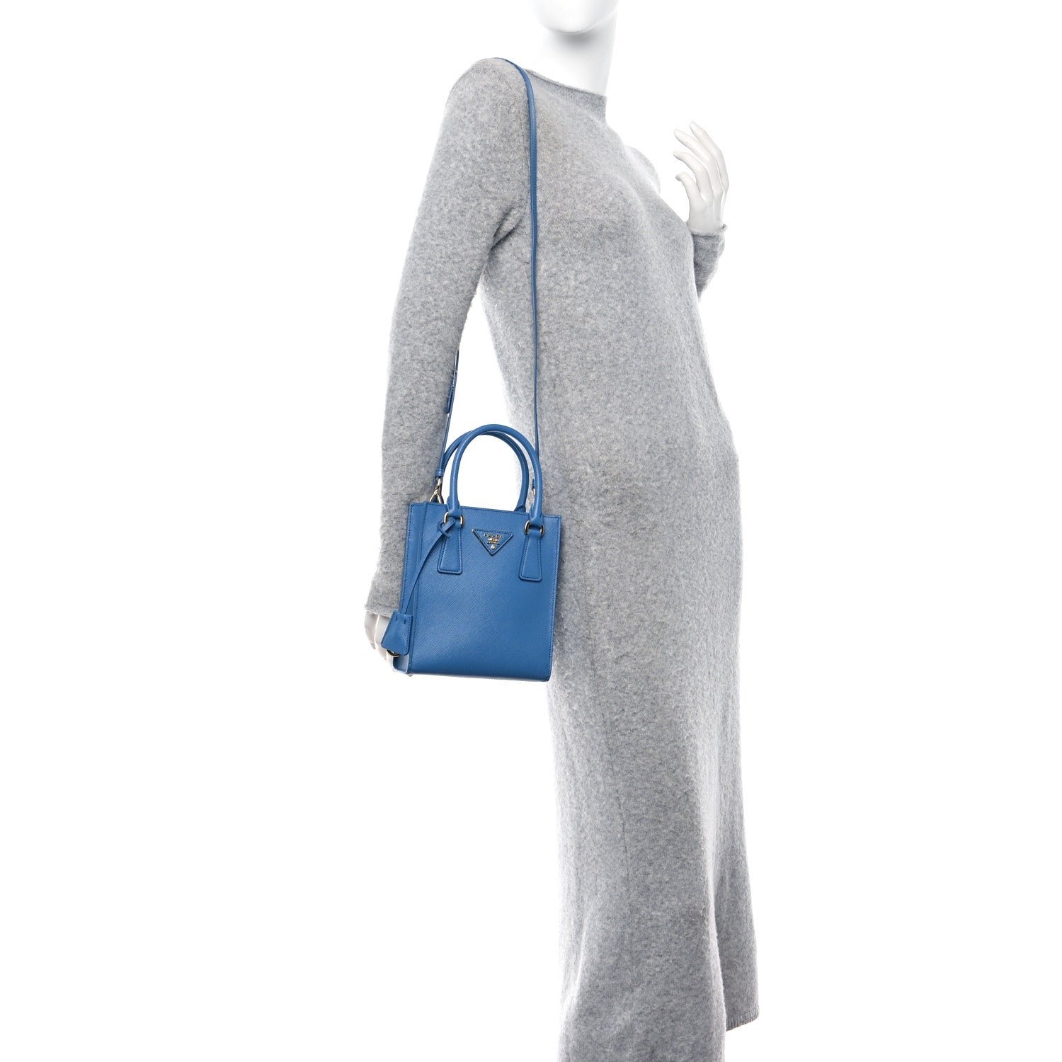 Prada Saffiano Lux Metal Triangle Handbag Onda 2 of 11