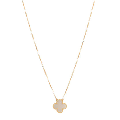 Van Cleef & Arpels 18K Yellow Gold Mother of Pearl Vintage Alhambra Pendant Necklace 1 of 4
