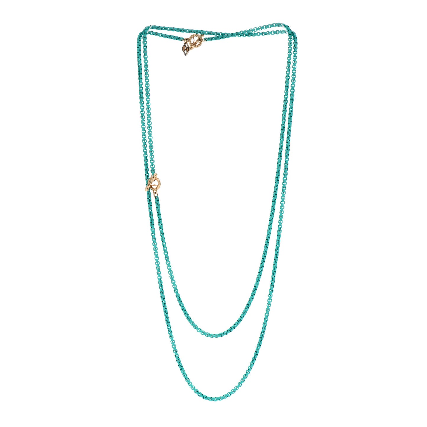 Stainless Steel 14K Yellow Gold Acrylic Bel Aire Chain Necklace Turquoise