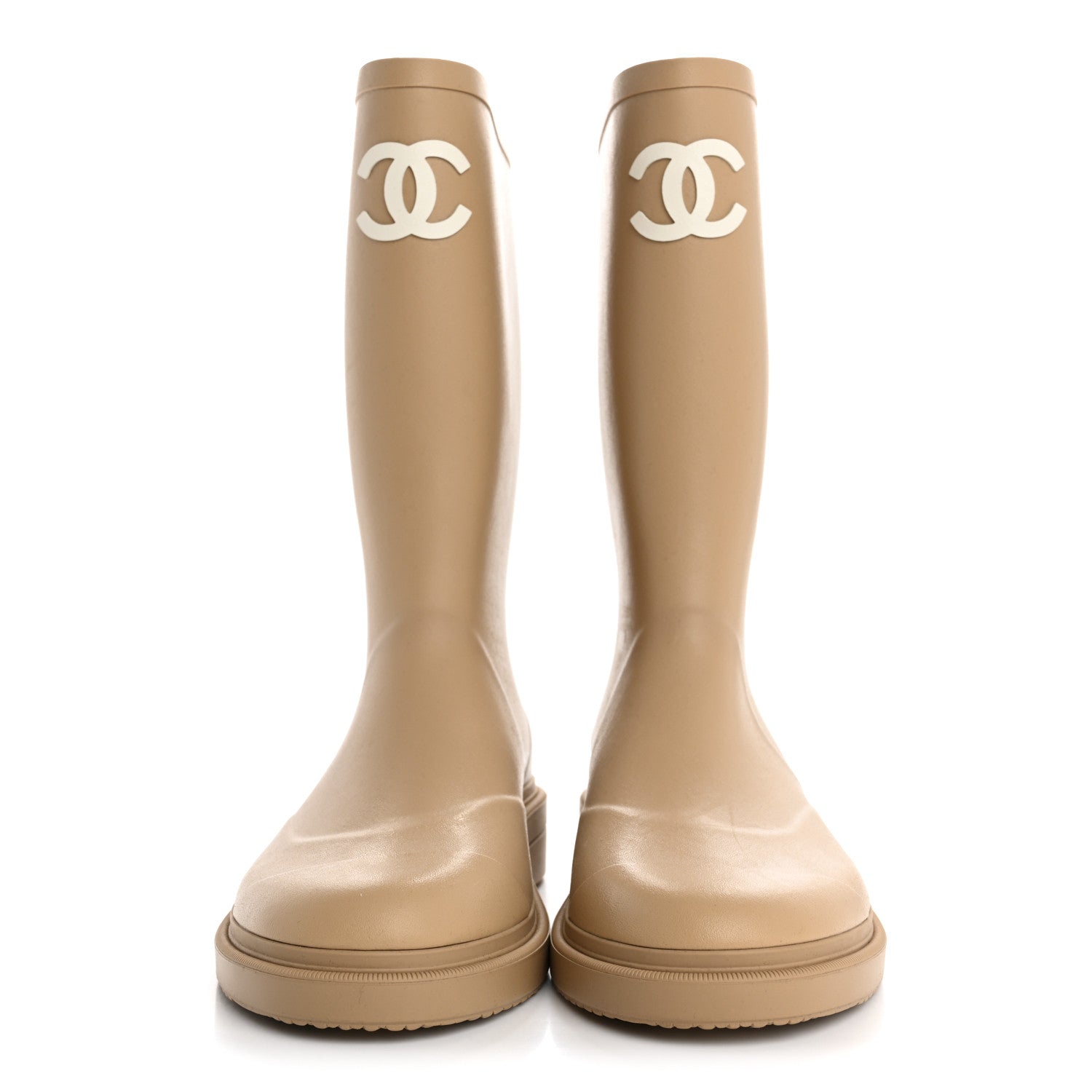 Chanel Caoutchouk CC High Boots 42 Beige 2 of 8