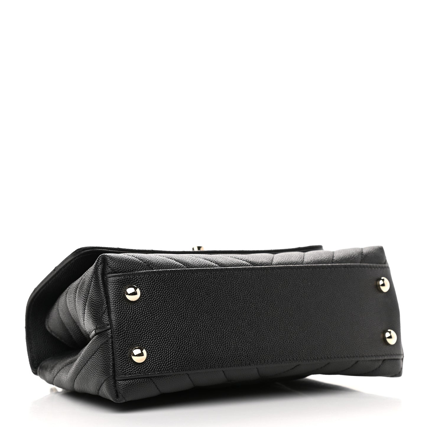 Caviar Chevron Quilted Mini Coco Handle Flap Black