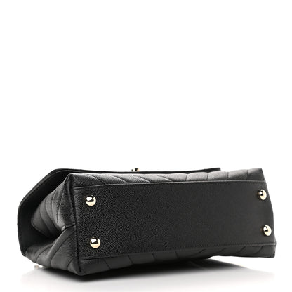 Chanel Caviar Chevron Quilted Mini Coco Handle Flap Black 4 of 9