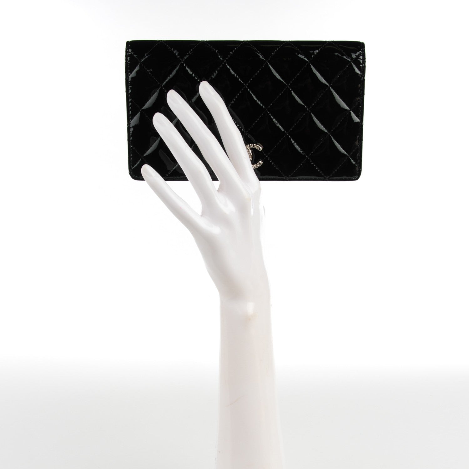 Chanel Patent Quilted Brilliant Yen Wallet Black 2 of 8