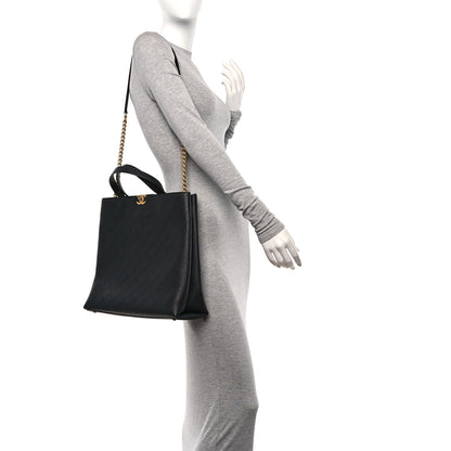 Chanel Caviar Stitched Large Shopping Tote Bag Black 2 of 11