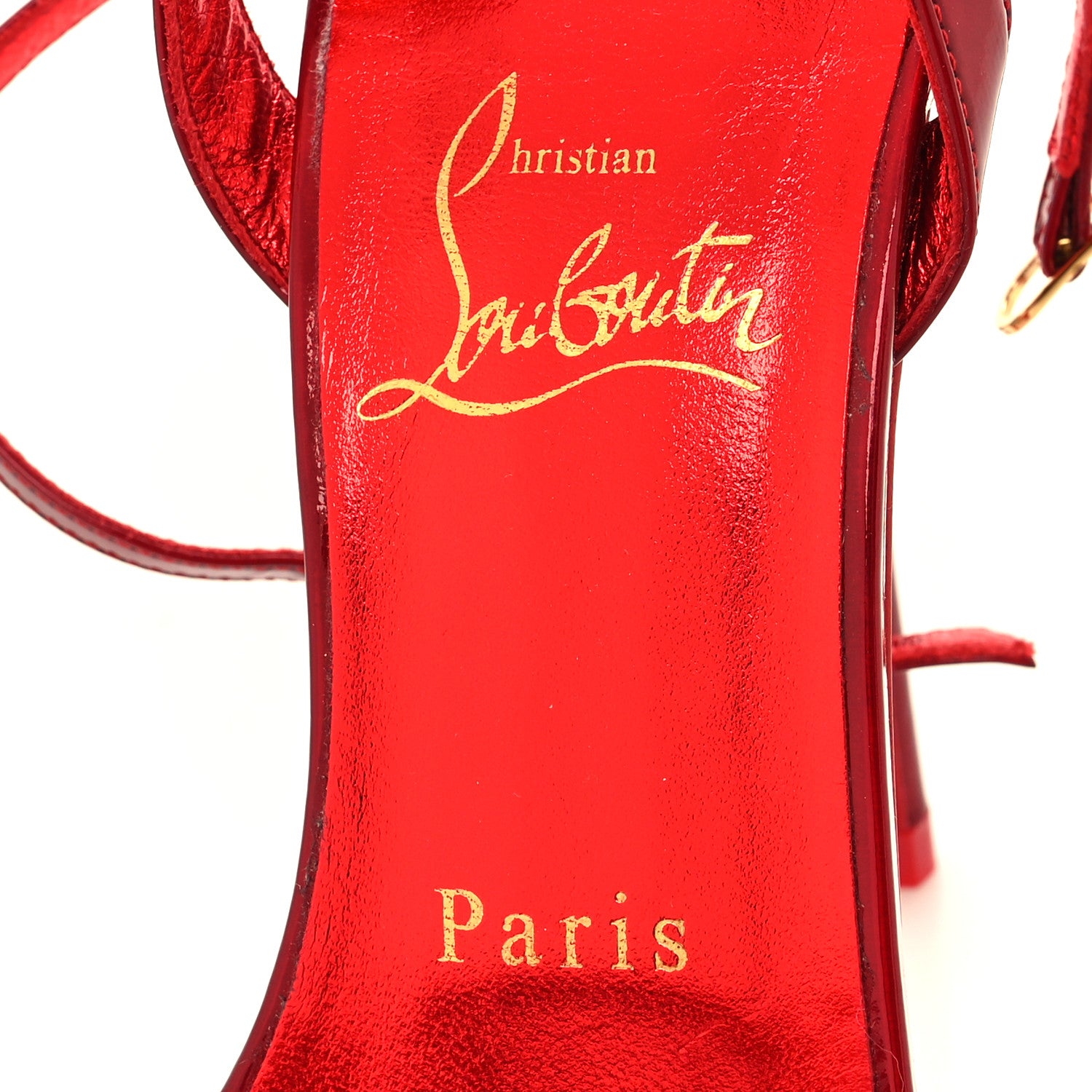 Christian Louboutin Metallic Patent Psychic Emilie 100 Slingback Sandals 37.5 Loubi 7 of 8