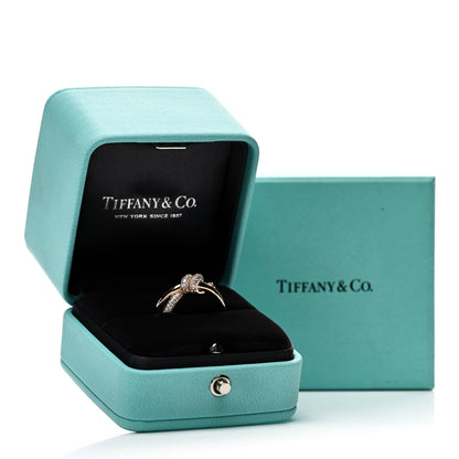 Tiffany 18K Rose Gold Diamond Double Row Knot Ring 53 6.5 5 of 5