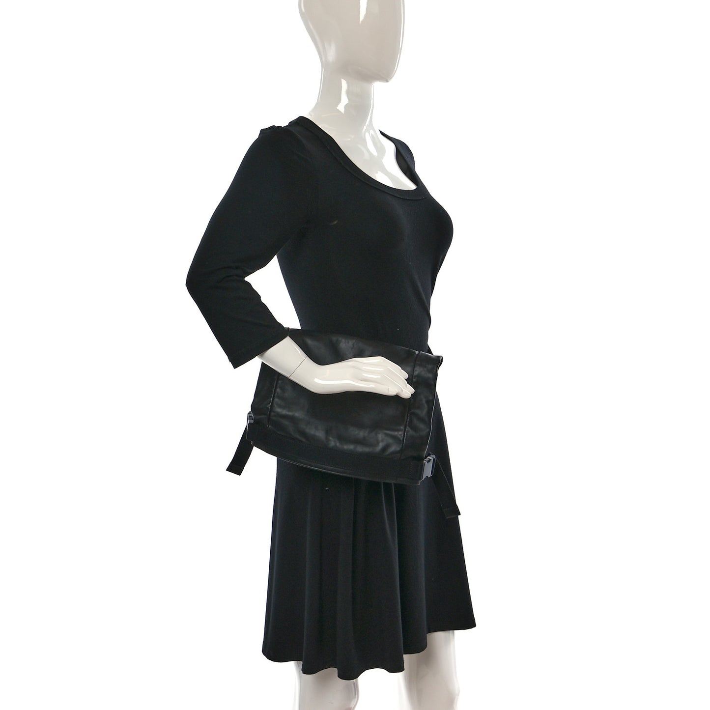 Perforated Calfskin Quilted Belt Bag Black