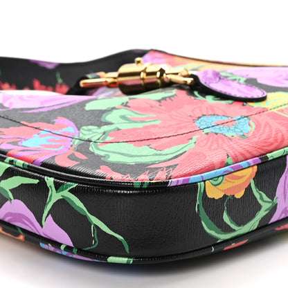 Gucci X KEN SCOTT New Shangai Calfskin Jenny Floral Print Small Jackie 1961 Hobo Black Pink 9 of 10