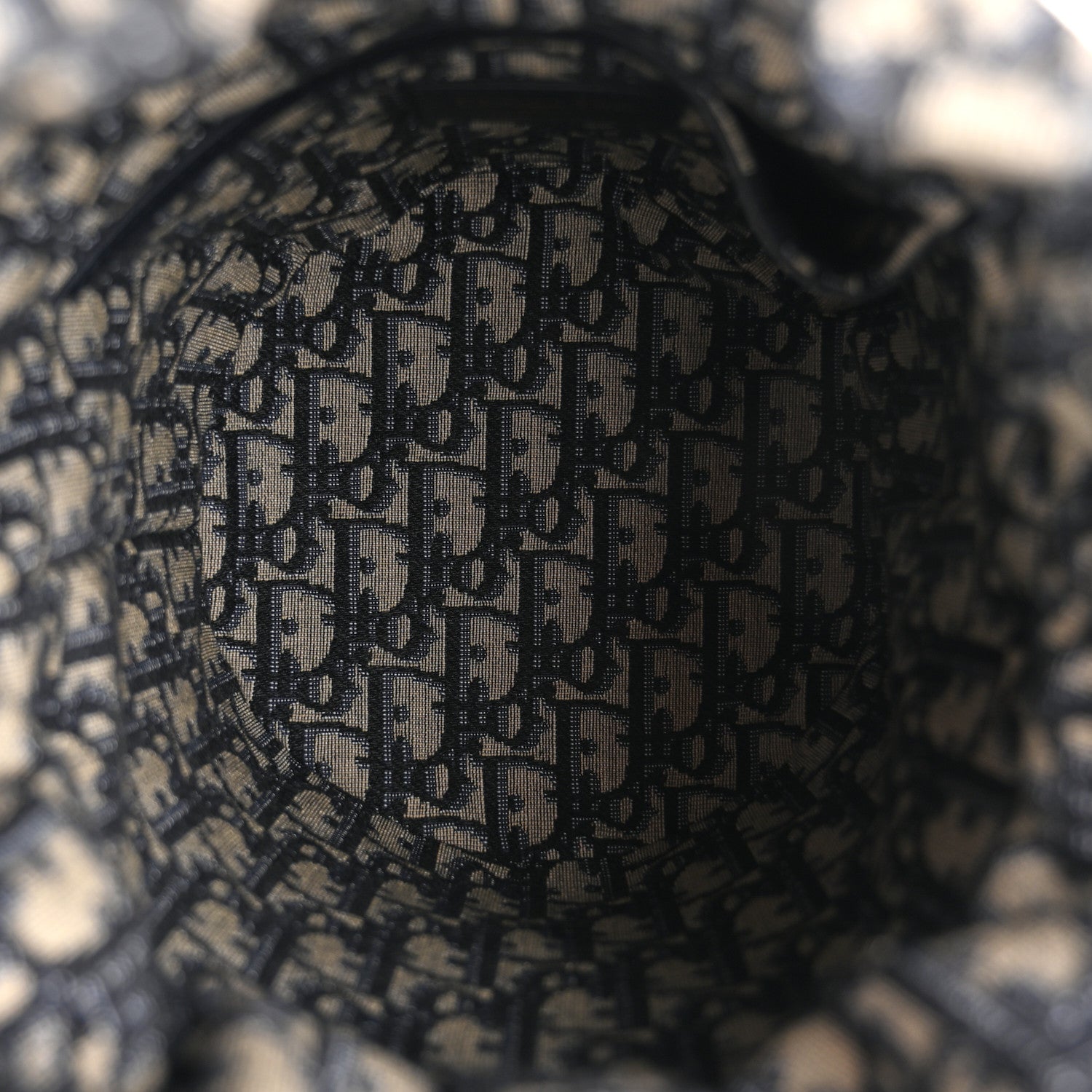 Christian Dior Wicker Oblique Drawstring Bucket Bag Blue 5 of 10