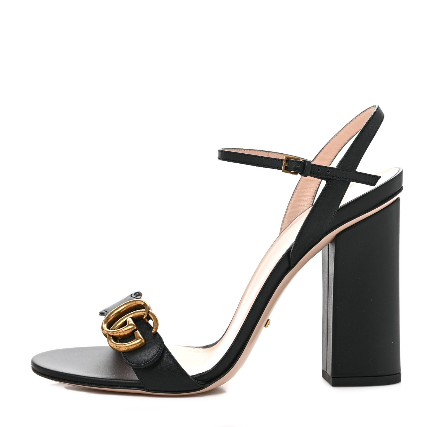 Lifford Calfskin GG Marmont Ankle Wrap 105mm Sandals 40 Black