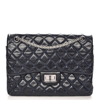 Chanel Glazed Calfskin Quilted Surpique 2.55 Reissue Flap Navy 1 of 7