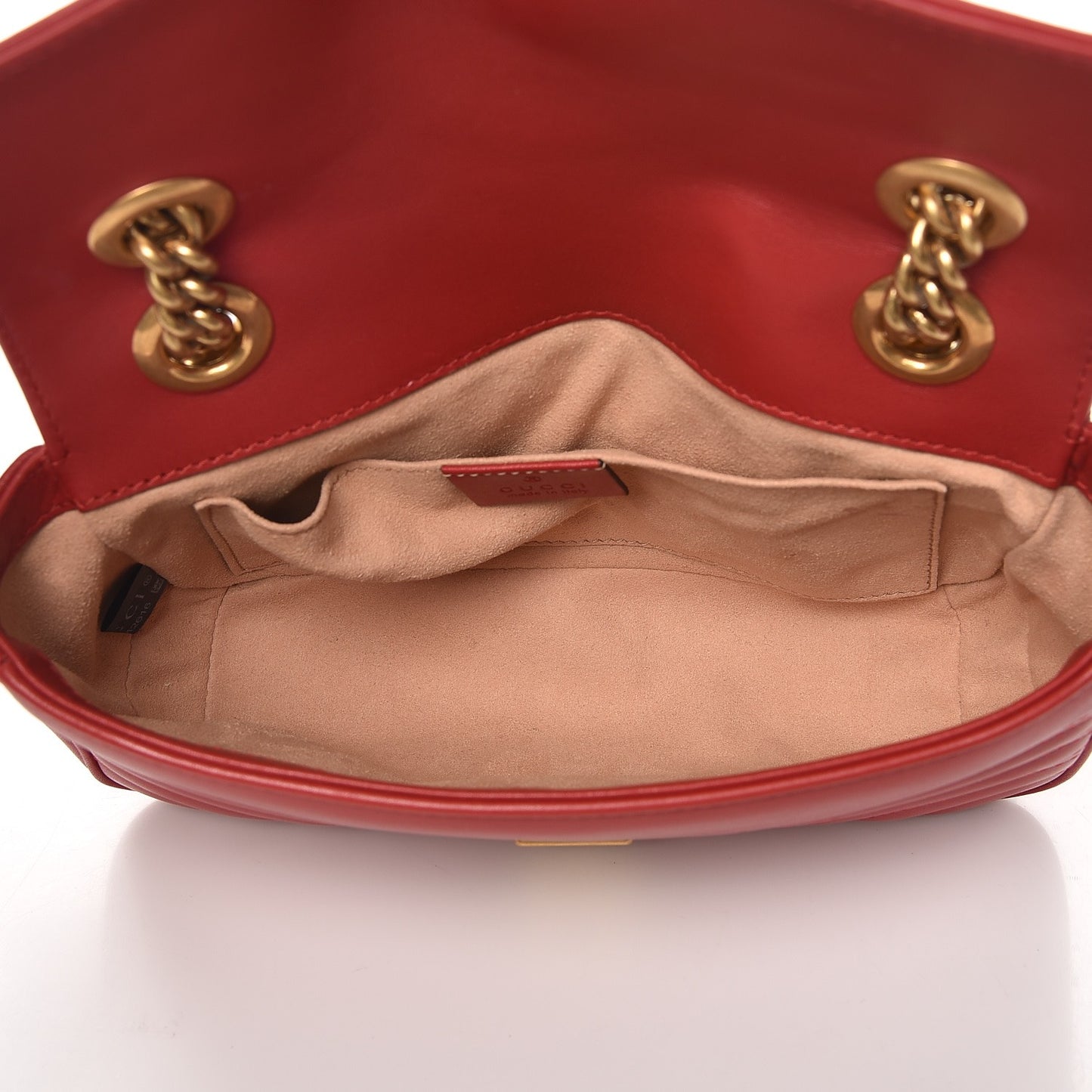 Calfskin Matelasse Mini GG Marmont Shoulder Bag Hibiscus Red