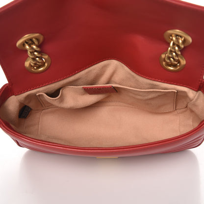 Gucci Calfskin Matelasse Mini GG Marmont Shoulder Bag Hibiscus Red 6 of 9