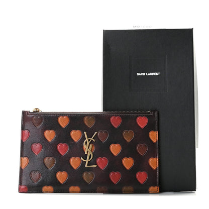 Saint Laurent Lambskin Heart Embossed Monogram Bill Pouch Vintage Cognac 6 of 10