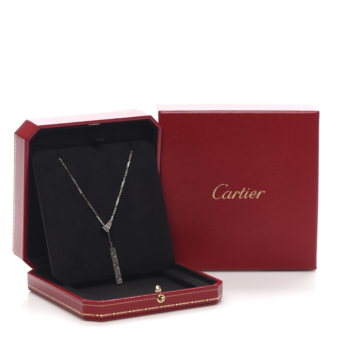 18K White Gold LOVE Lariat Necklace