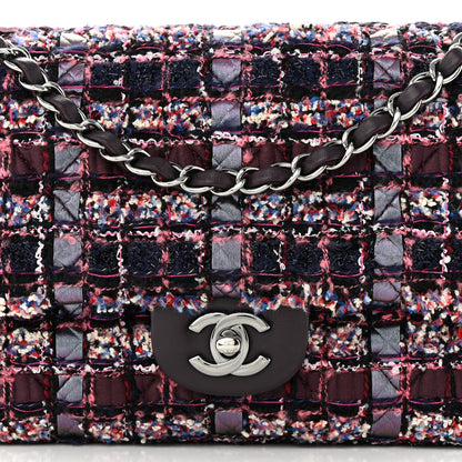 Chanel Tweed Quilted Medium Double Flap Dark Purple 8 of 11
