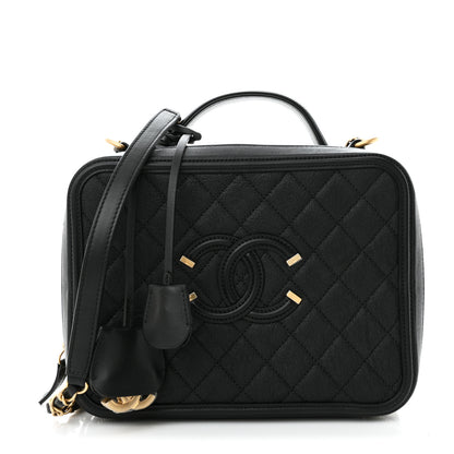 Chanel Caviar Quilted Large CC Filigree Vanity Case Black 1 of 11
