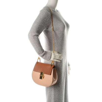 Chloe Grained Calfskin Lambskin Drew Shoulder Bag Powder Beige Caramel 2 of 7