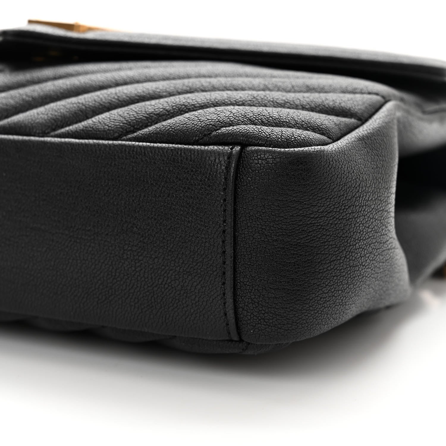 Saint Laurent Sheepskin Matelasse Chevron Monogram Medium College Bag Black 10 of 11
