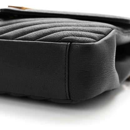 Saint Laurent Sheepskin Matelasse Chevron Monogram Medium College Bag Black 10 of 11