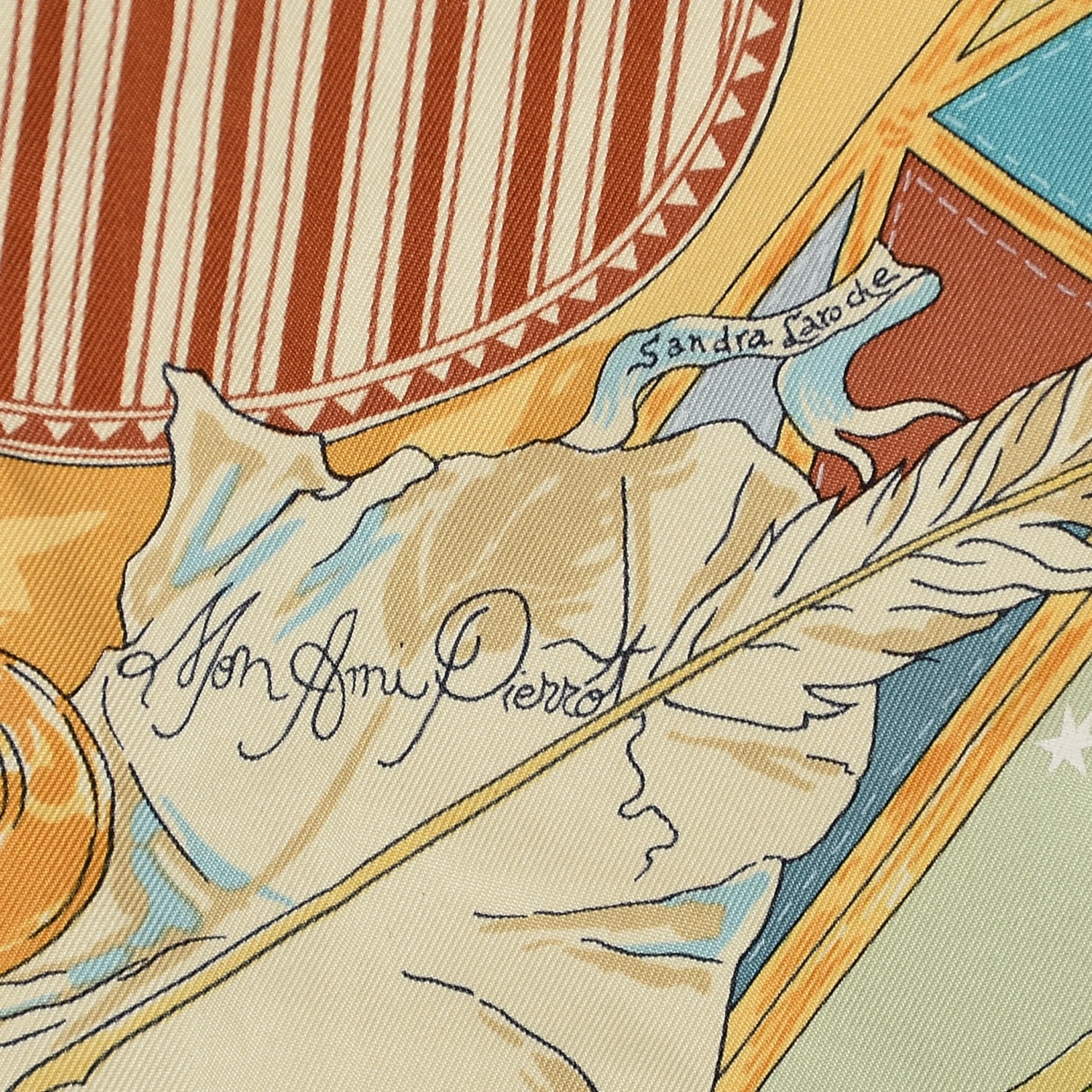 Hermes Silk Mon Ami Pierrot Scarf 90 2 of 11