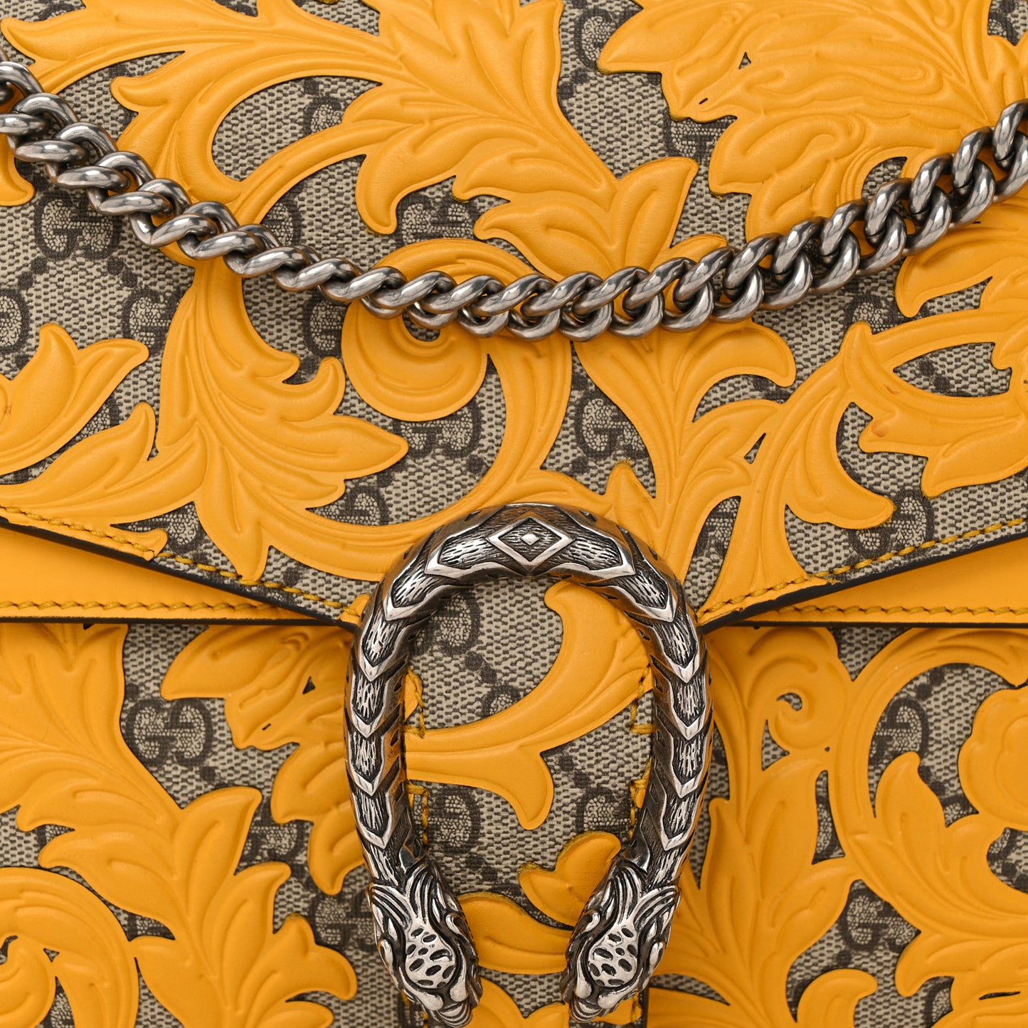 GG Supreme Monogram Arabesque Medium Dionysus Shoulder Bag Beige Yellow