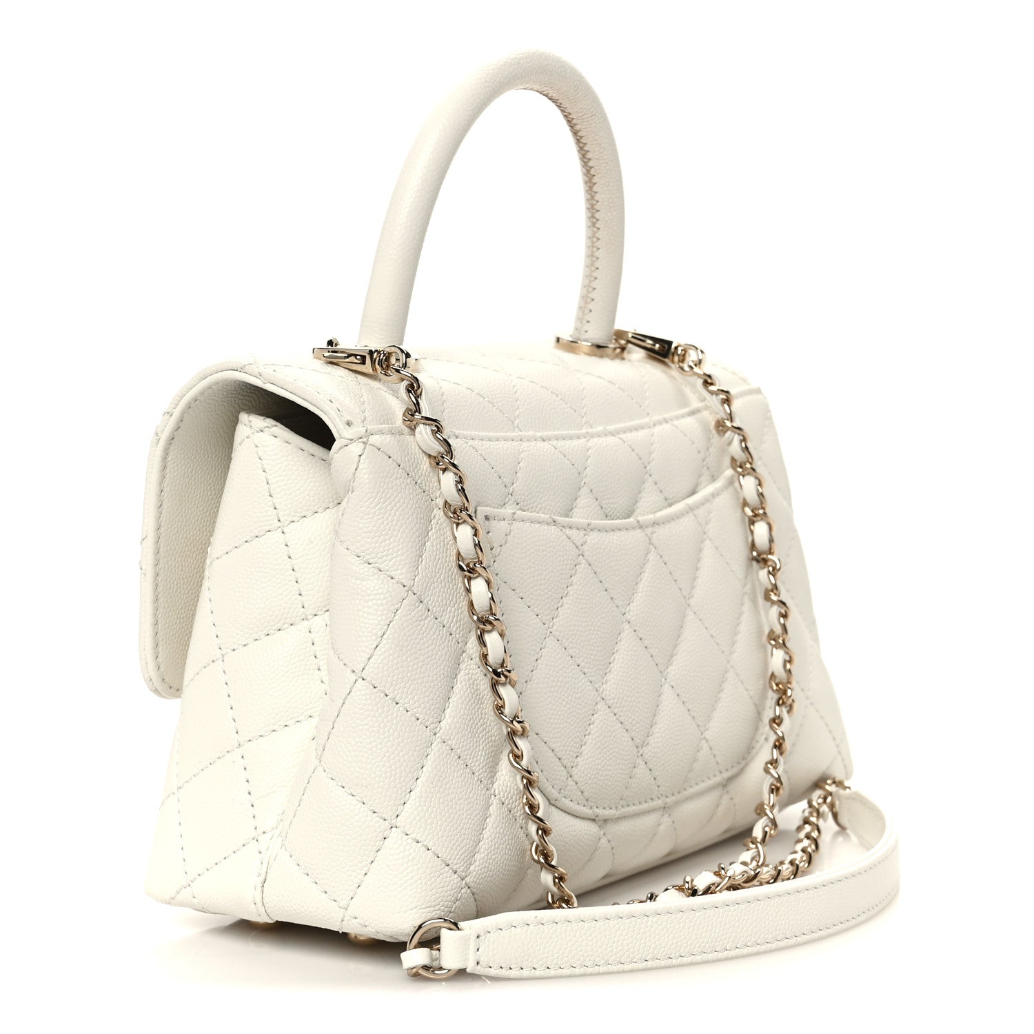 Chanel Caviar Quilted Mini Coco Handle Flap White 3 of 12