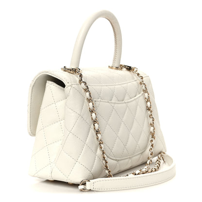 Chanel Caviar Quilted Mini Coco Handle Flap White 3 of 12